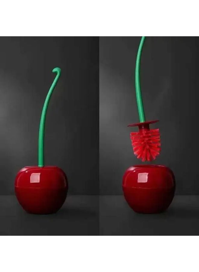 Cherry Red Toilet Brush Set Multi Functional No Corner Cleaning Tool For Home Bathroom - Image 4